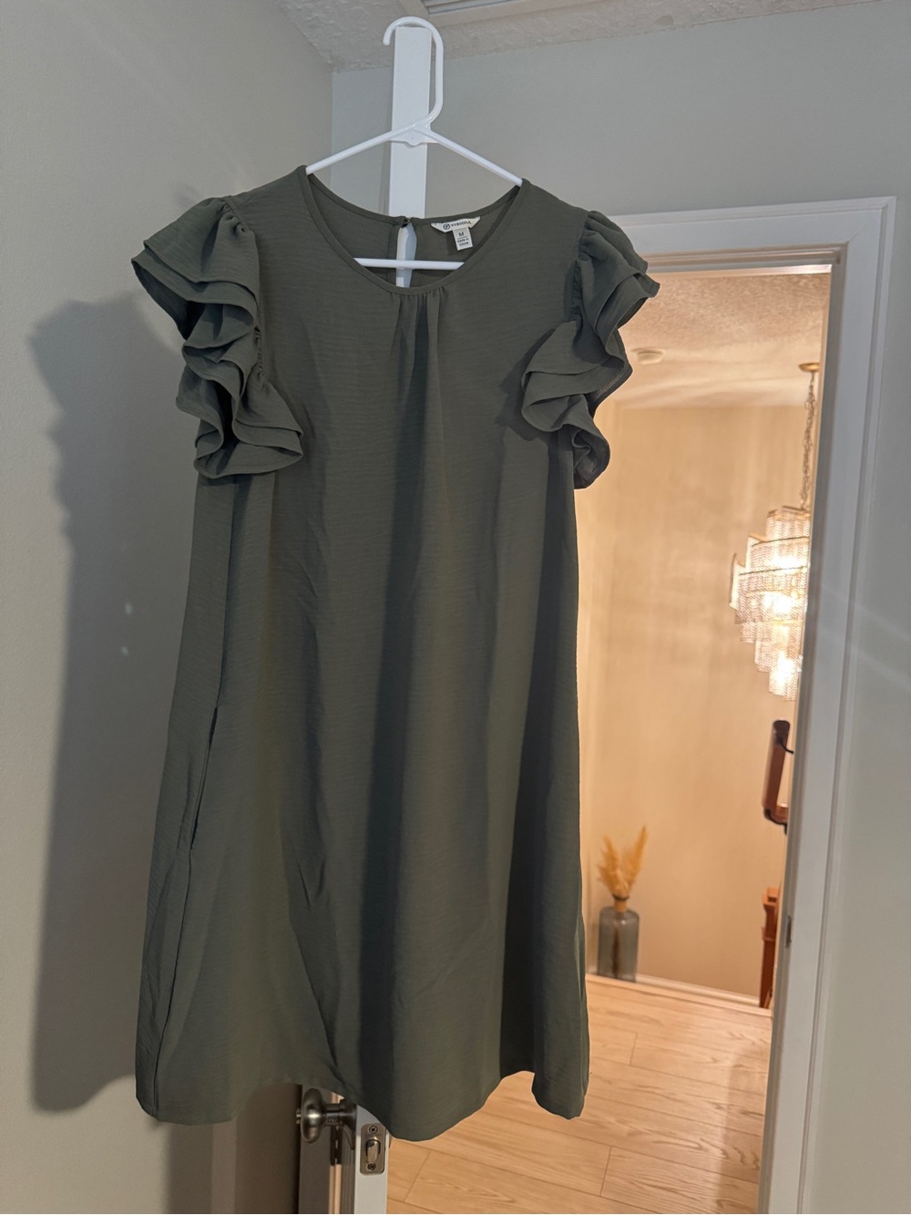 Versona Olive Ruffle Sleeve Midi Dress - Picture 1 of 2